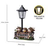 Highland Cow Family Solar Garden Light Style 7 - Resin Animal Statue with Welcome Sign, Warm Pathway V888-ELOSUNG55516