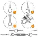 Stainless Steel Rope Hanging Kit, Nylon Coated Stainless Steel Cable, PVC Steel Cable Tensioner, for V1237-ZY-528-088