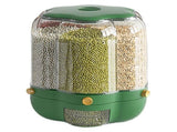 Food Grain Container Large Capacity 9L 6 Grid Rotatable Rice Dispenser Sealed Grain Food V1294-YM0523-10341434