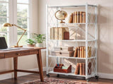 Artiss 5-Tier Foldable Kitchen Bakers Rack 71x160cm Microwave Stand White KR-MEL-5S-FOLD78-WH