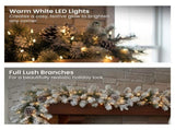 Christabelle 2.7m Christmas Garland Snowy with Lights Dorchester Tree Decoration Ornament 112_NATSD274E