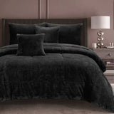 Ramesses Waffle Fleece Charcoal 3 Pcs Comforter Set Queen V442-KIT-COMFORTER-WAFFLEFLEECE-CHARCOAL-QS