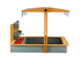 Keezi Kids Sandpit Wooden Canopy Sandbox With Cover Funnel Outdoor Toys 110cm Green SAND-CANOPY-FUNNEL-110-GN