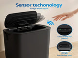 Devanti Automatic Trash Bin 2PCS with Lid 11L Motion Sensor Kitchen Bin Touchless Garbage Can Modern SB-F-11L-BKX2