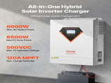 Hybrid Solar Inverter, 6000W, All in One Pure Sine Wave Power Inverter Charger, 220V AC, with V952-LWGPNKYTJ23038TOPV7