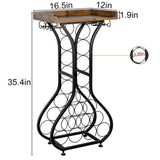 14-Bottle Floor Standing Wine Rack with 4 Glass Hanging Holder and Wooden Table Top Heavy Duty V888-ELOSUNG52748