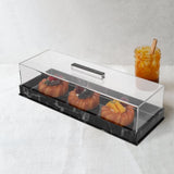 Rectangular Acrylic Cake Stand with Dome Cover and Marble Base Clear Dessert Display V1369-AZ3-W-16806