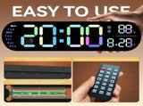 13.7" Large LED Digital Wall Clock - Auto Dimming, Temperature Display, Ideal for Bedroom & V1232-SXJSJ004
