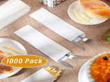 1000 Pieces White Silverware Bags Churro 3 x 10 Inch Kraft Sleeves Paper Utensil for Kitchen Cutlery V1259-DP01-A-5749