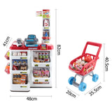 Keezi Kids Pretend Role Play Supermarket 24 Piece Playset Cash Register Trolley PLAY-MARKET-TROLLEY
