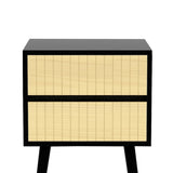 Sarantino Ivan Bedside Table Night Stand - Black Natural TBL-707-5TZ-BKN
