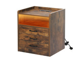 Levede Bedside Table USB Charger Outlet LED Oak NI1048-OA_NZ