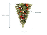 Christabelle 90cm Jingle Bells Christmas Teardrop Wreath Pre Lit Warm White LED Baubles Berries 112_SENJB90T