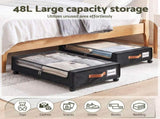 Artiss 2X Under Bed Storage Containers 48L Clothes Organiser Wheels Oxford Black UBS-DIY-MET01-BKX2