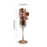 Pink Bow Champagne Flutes Set of 2 High Footed Winees 9.64 Inches Tall 5.41 oz Crystal Clear V1369-AZ3-W-21559