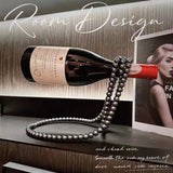 Black Luxury Pearl Floating Wine Rack - Creative Gravity-Defying Wine Bottle Holder, Minimalist V888-ELOSUNG49572