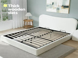 Artiss Queen Bed Frame with Gaslift Storage Wooden Platform Mattress Base Boucle Upholstered White BFRAME-H-DARAGS-Q-WH-ABC