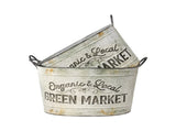 Set 2 Oval Organic Market Planter Storage Buckets 38cm V637-11043BKT