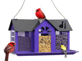 Charming House-Shaped Hanging Bird Feeder - Durable Metal Design for Wild Birds V888-ELOSUNG25687