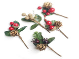 75pcs 10cm Xmas Berry Pinecone Branch Plastic Dry Flower Card Handcrafted Xmas Card V1294-YM0901-3115240108611