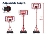 Everfit 2 in 1 Kids Basketball Hoop Adjustable Stand Over Door Scoreboard Red BAS-HOOP-ELEC-2IN1-RD