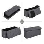 SONGMICS 110cm Folding Storage Ottoman Bench Foot Rest Stool Dark Gray V227-8498402100580