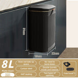 8L Wall Mounted Press Rubbish Bin, Slim Under Sink Hanging Waste Bin, Press Lid Trash Can for V1265-YY-268