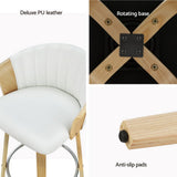Artiss 4x Bar Stools Swivel Leather Chairs Wooden BA-TW-8091-WHX4