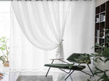 White Curtains, Striped Window Panels, 39.37x78.74in 2 Pack, 80% Polyester 20% Spandex, Semi V1369-AZ3-W-12331
