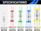 400-Piece Solder Seal Wire Connectors with Heat Shrink Butt Connectors V1107-145-50800