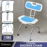 Orthonica Compact & Foldable Shower Chair w/Height Adjustable Aluminium Frame Non Slip Feet HDP SHC-MAS-ALU-54L