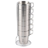 Stainless Steel Water Coffee Cup Set Heat Insulated Anti-Scald with Cup Holder Stand V1294-YM0901-3118200125511
