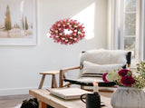 Valentine Day Pink Tulip Wreath, Pink Red Forsythia Berries, Artificial Flower Wreath for Front V1258-DP02-C-2689