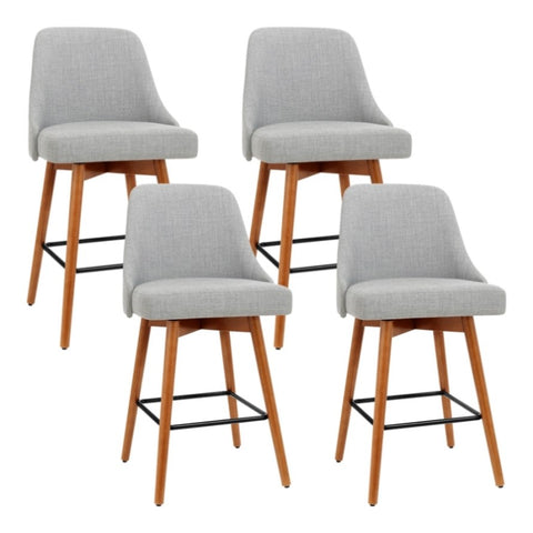 Artiss 4x Bar Stools Swivel Seat Wooden Grey BA-TW-8125-LI-GYX4