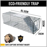 81.5*26*32CM Animal Trap Cage Humane Live Steel Catch Possum Fox Rat Cat Rabbit V465-80202