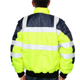 3-in-1 Hi Vis Safety Bomber Jacket Waterproof Reflective Quilted - Yellow/Navy - L V563-WB-HIVISJKT-YLW-L