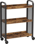 Rustic Brown Kitchen Trolley Rolling Cart with Steel Structure V178-64713