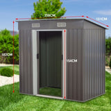 4ft x 8ft Garden Shed with Base Flat Roof Outdoor Storage - Grey GSF-BSW-48B-GY