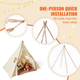 Kids Play Tent, Teepee Tent for Kids 1-5 Years Old, Toddler Tent with Mat and Plush Decorative V952-GJSETZPZXJCKHHZ4UV0
