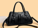 Black Women's Premium Wear-Resistant Leather Shoulder Bag - Vintage Frame Kiss-Lock Handbag & V888-ELOSUNG42965