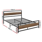 Artiss Bed Frame Double Size Metal Base Mattress Platform Foundation Black DREW MBED-C-DREW-D-BK-AB