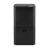 Cefito 63L Rubbish Bin 3 Compartment Carbon Steel Split Door Trash Can Black RB-63L-3C-BK