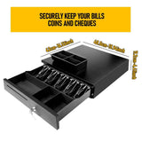 Heavy Duty Metal Cash Drawer, 5 Note&6 Coin Trays,Black V1181-OF011-BK