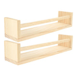 2-Pack Floating Wooden Wall Shelves, Wall-Mounted Storage and Display Shelves for Living Room, V1366-AZ2-W-28347