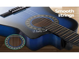 Alpha 34 Inch Classical Guitar Wooden Body Nylon String w/ Stand Beignner Blue GUITAR-D-34-BLUE-CAPO