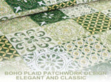 Sage Green Plaid Patchwork Garden Bedspread Coverlet 3 Piece Set V745-AC081375Q13U