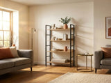 CARLA HOME 4 Tier Bookshelf - Wood Metal Display Shelf - Brown - Rustic - Steel - Living Room Office V178-36425