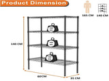 CARLA HOME 4-Tier Adjustable Metal Storage Shelves Wire Rack Organizer for Kitchen, Pantry, Bathroom V178-36203