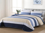 Blue Stripe Patchwork Majesty Bedspread Coverlet 3 Piece Set V745-AC080606Q13U