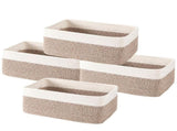 4-Pack Cotton Rope Storage Baskets, Rectangle Baskets with Handles, Nursery & Bathroom Organizer V1366-AZ2-W-18241